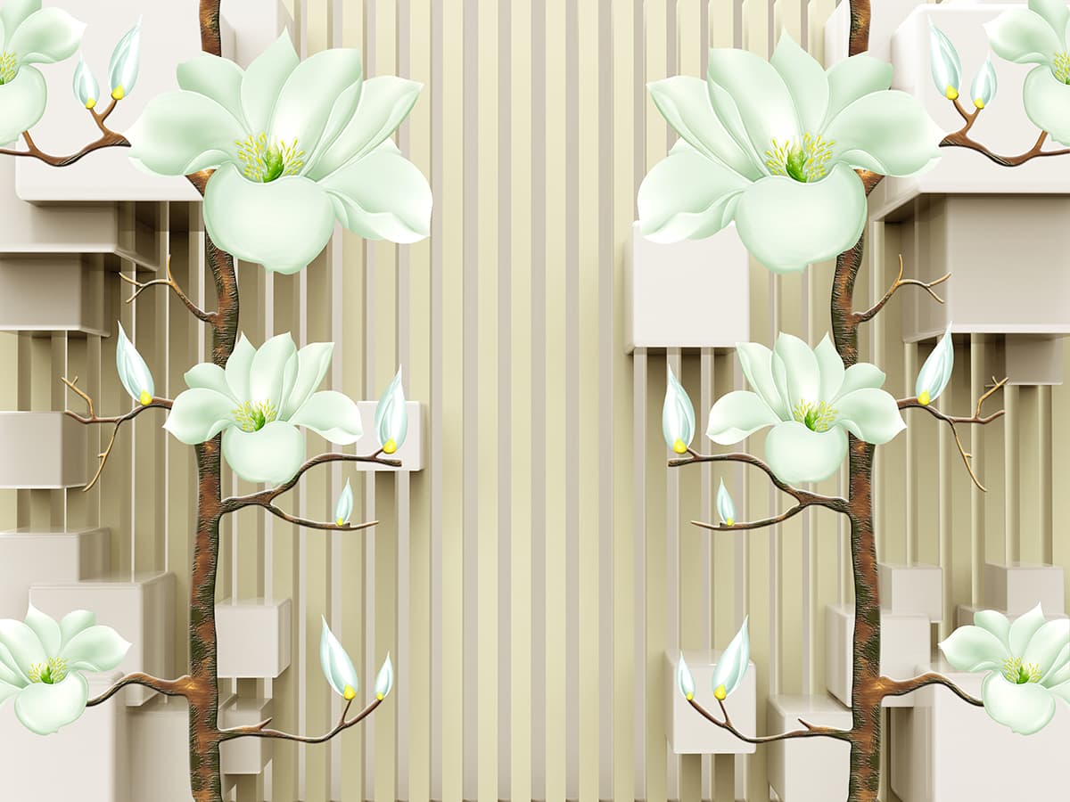 A wallpaper with white flowers pattern detail