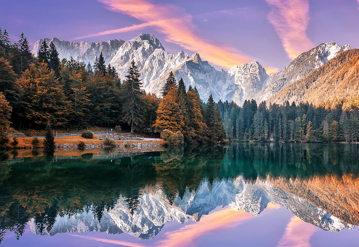 Snowy Mountain and Trees, Forest Wallpaper for Walls pattern detail