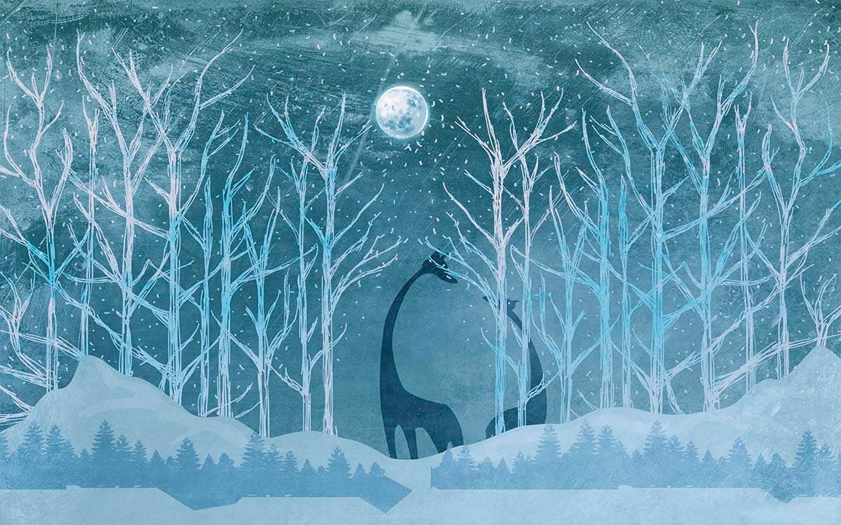 Magical Giraffes in Snowy Forest wallpaper pattern detail