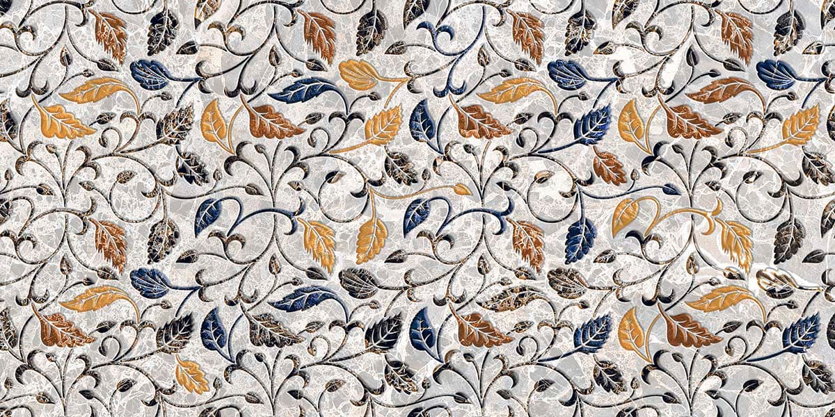 Fresh Leaves and Vines Pattern on White Wallpaper Mural pattern detail