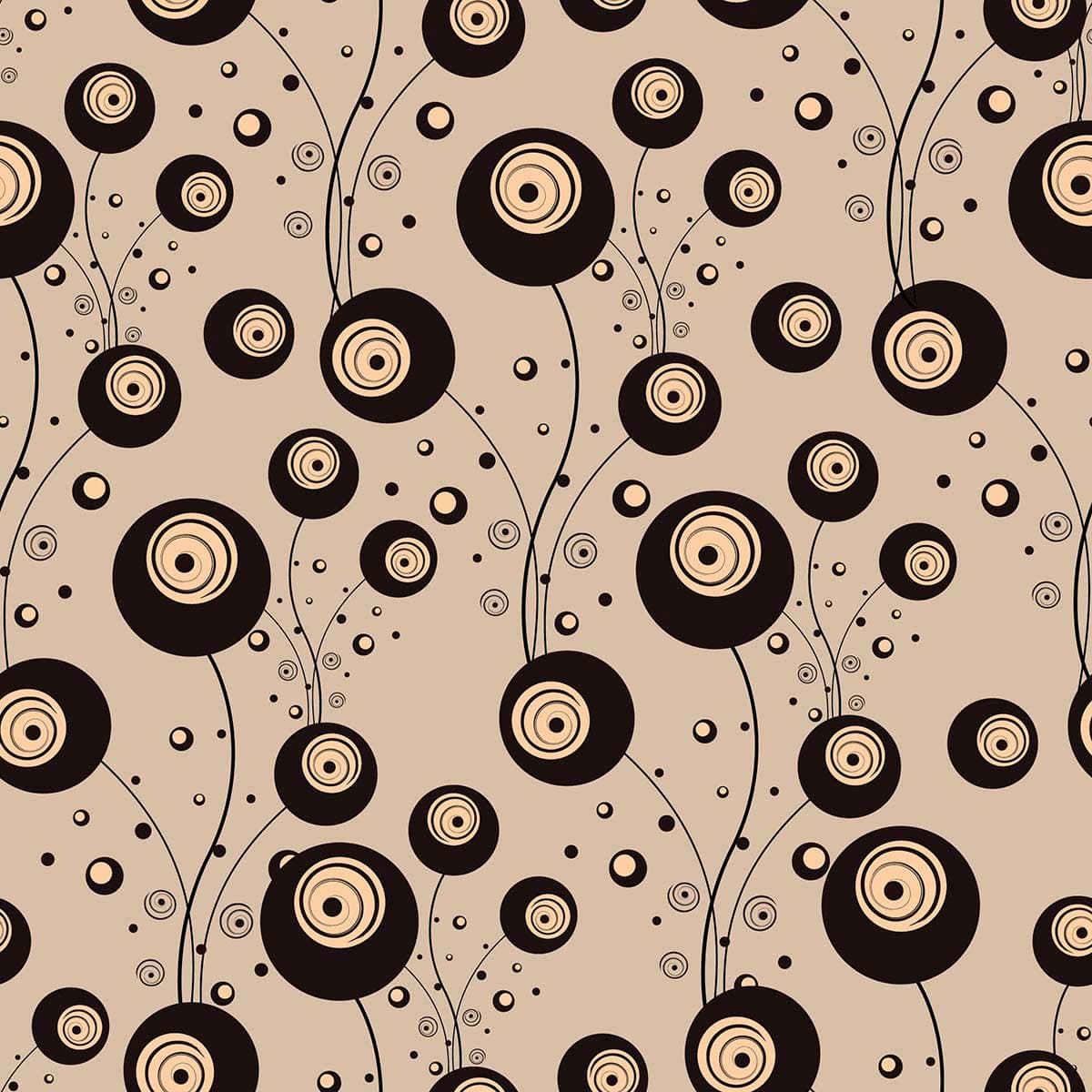 Luxury Abstract Circle and Vine Motif Wallpaper pattern detail