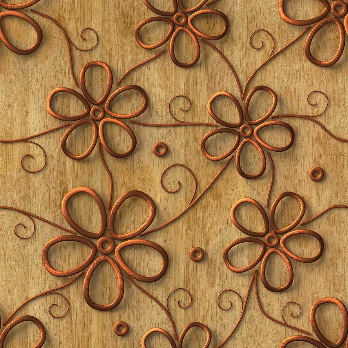 Vintage Carved Wooden Floral Panel Wallpaper Design pattern detail