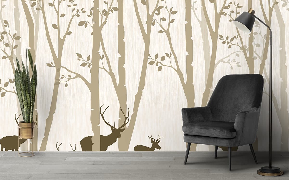 Forest Art Wallpaper for Wall shown in a room