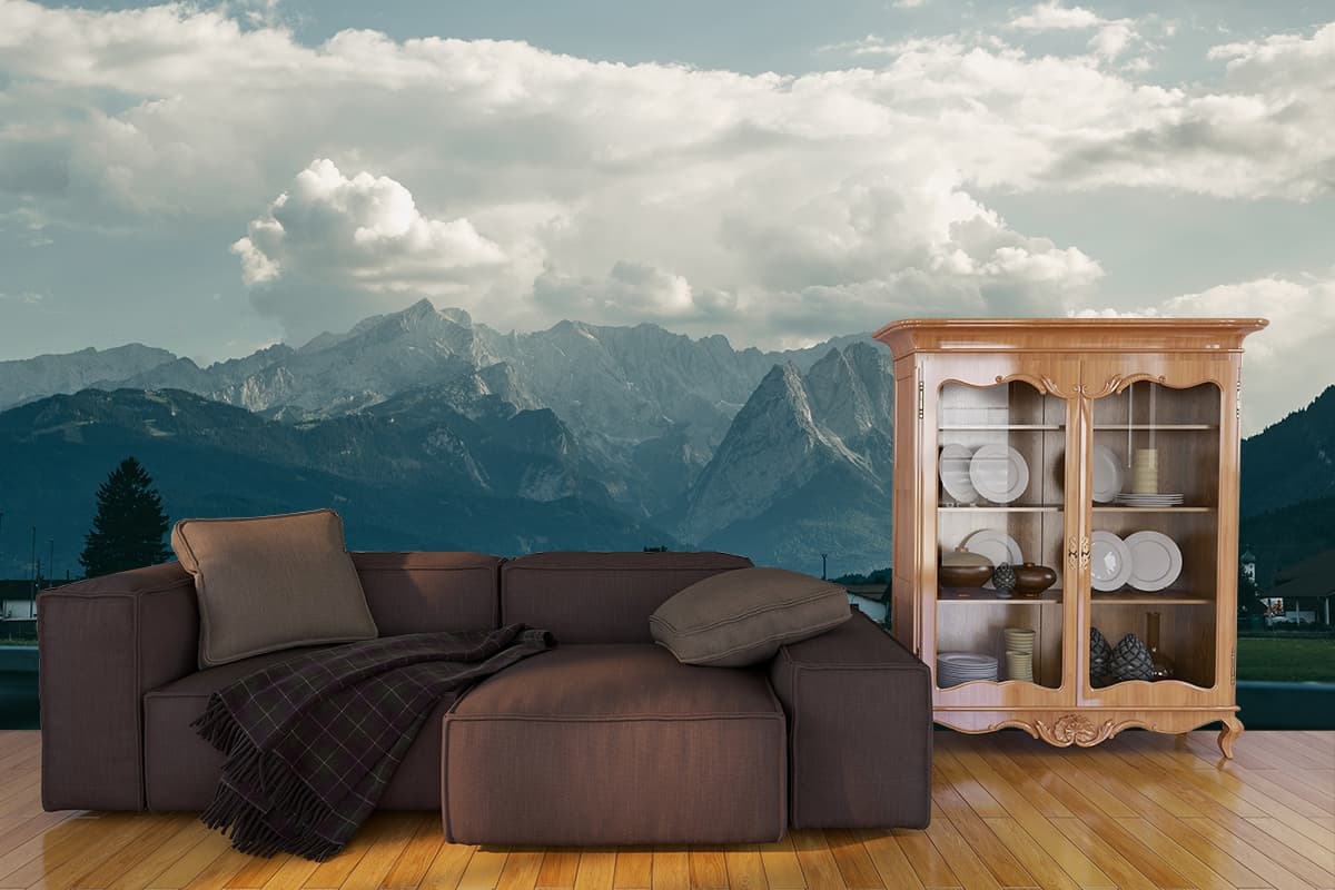 Designer Highway Through Mountains Wallpaper shown in a room