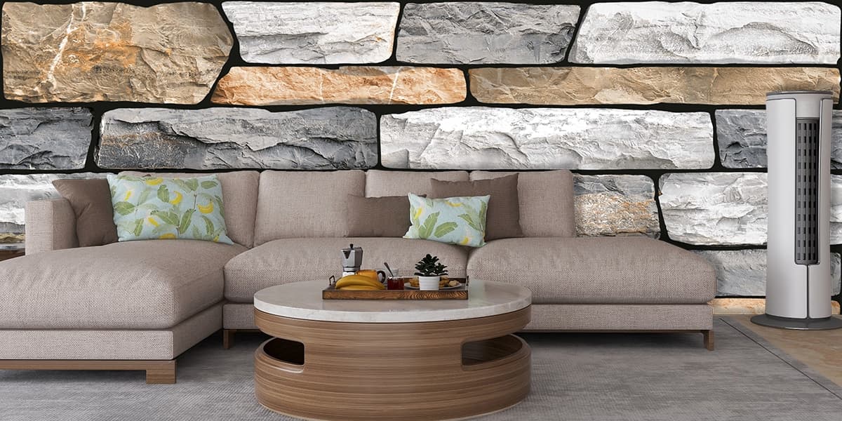 Rustic Brick Wall Surface Texture Modern Wallpaper shown in a room