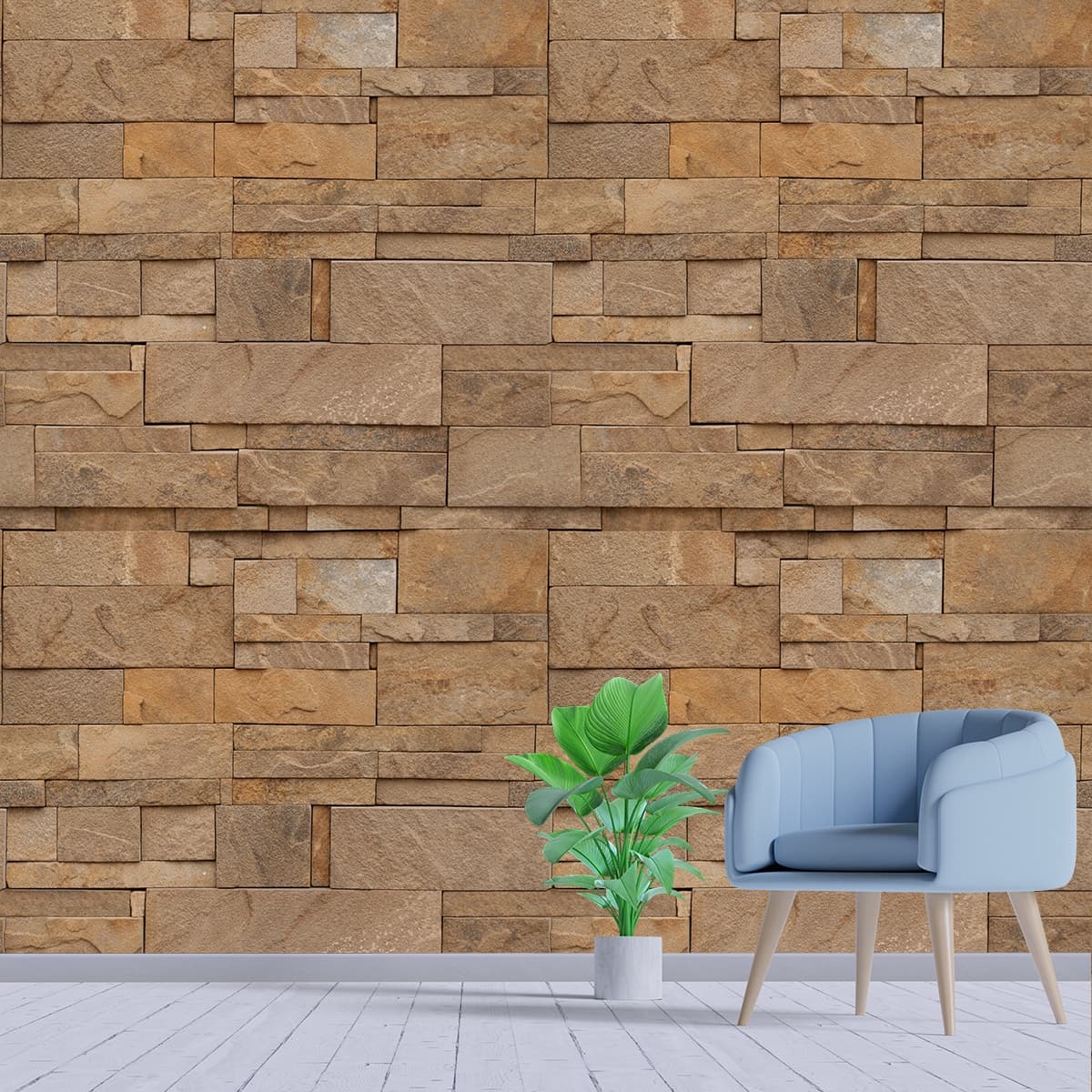 Brownish Brick Texture Wallpaper for Wall shown in a room