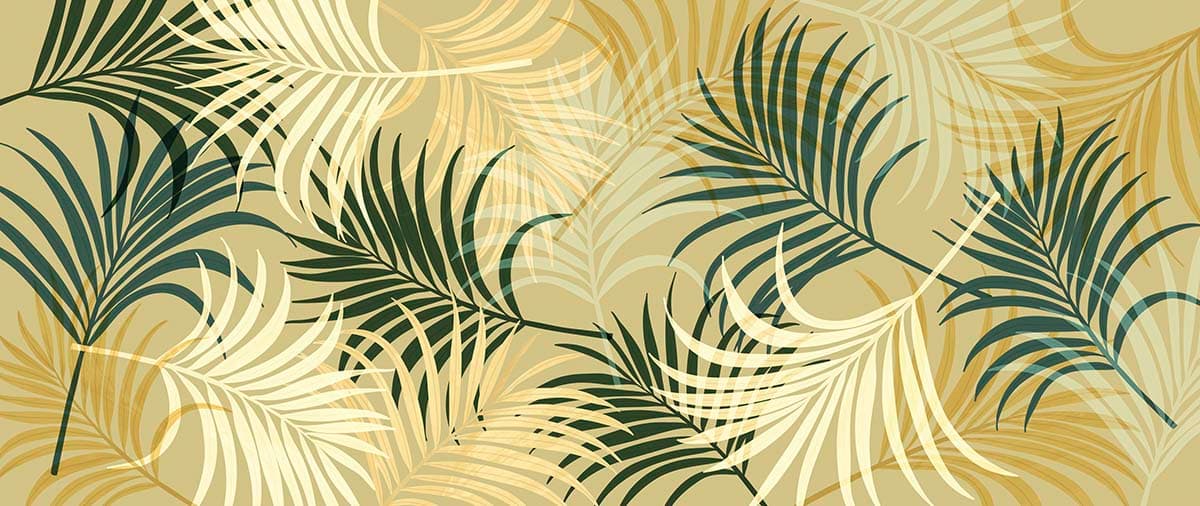 A Green and Gold Leaves Hues Wallpaper pattern detail