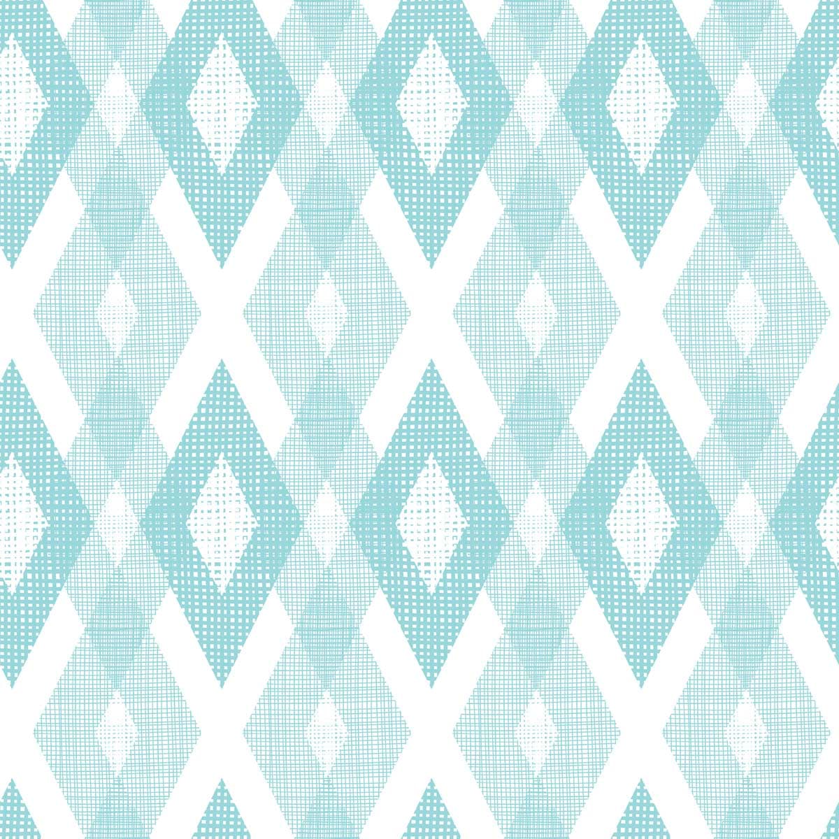 Blue and White Diamond Geometric Pattern Wallpaper pattern detail
