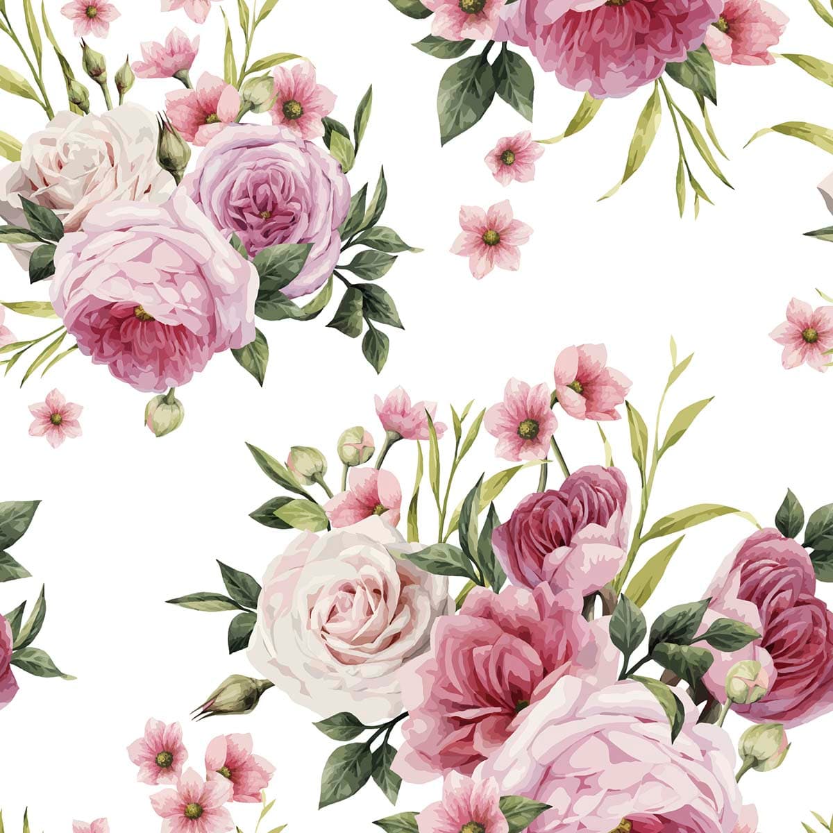 Elegant Floral and Leaf Pattern Aesthetic Wallpaper pattern detail