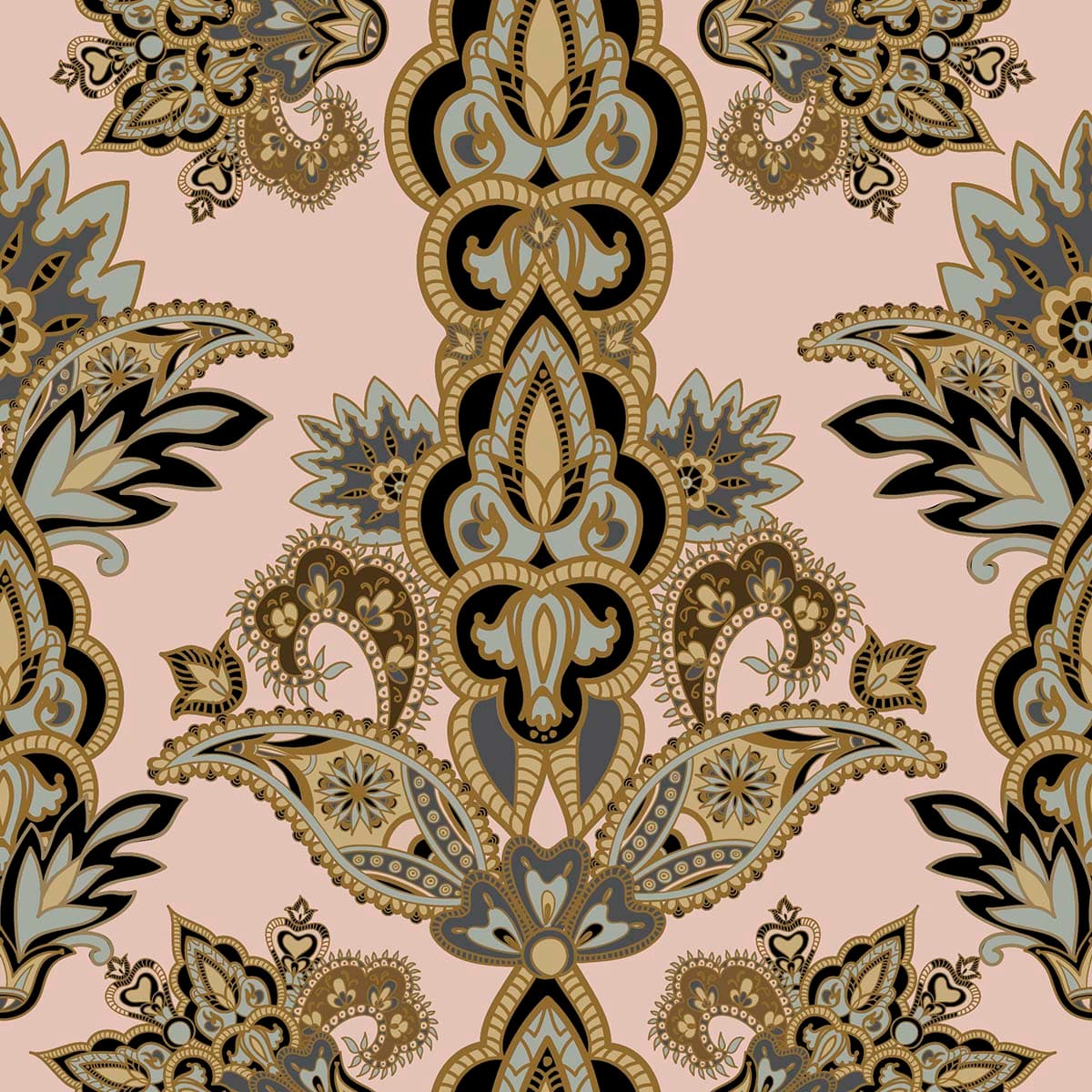Paisley and Floral Pattern Traditional Wall Mural Wallpaper pattern detail