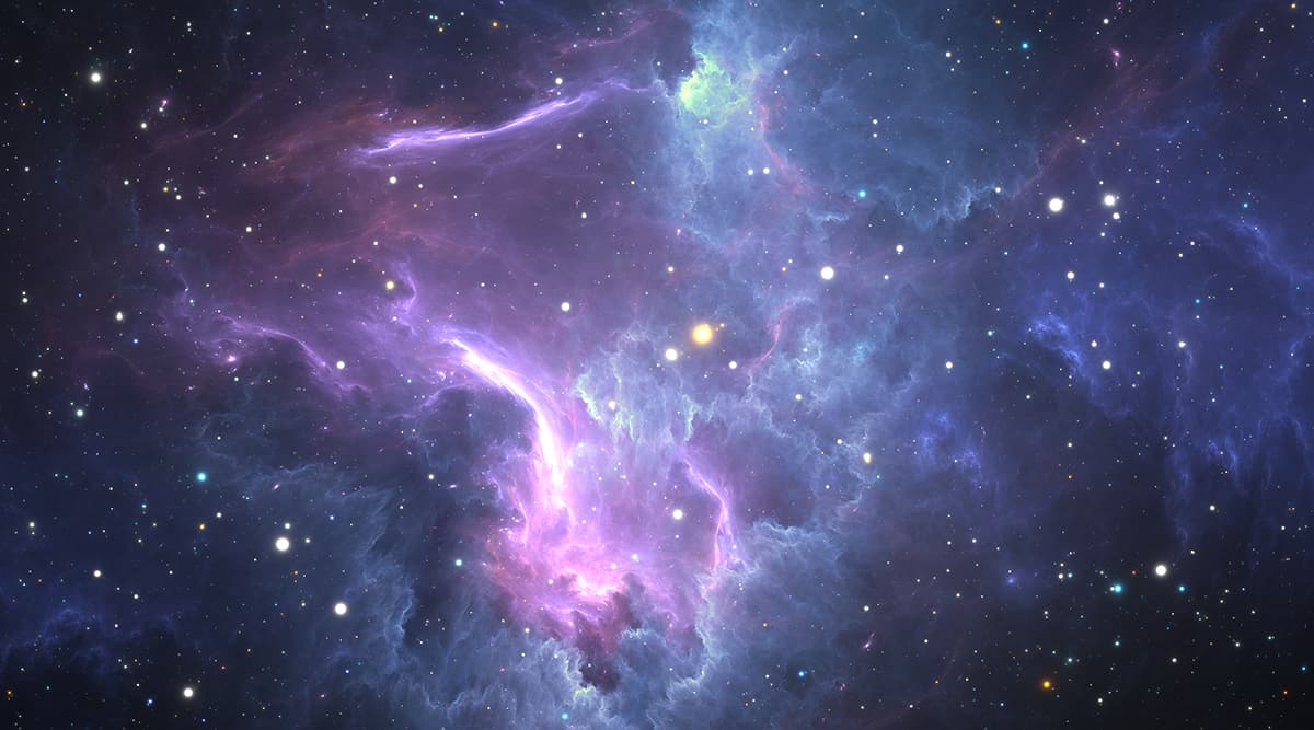 Purple and Blue nebula Wallpaper for Ceiling pattern detail
