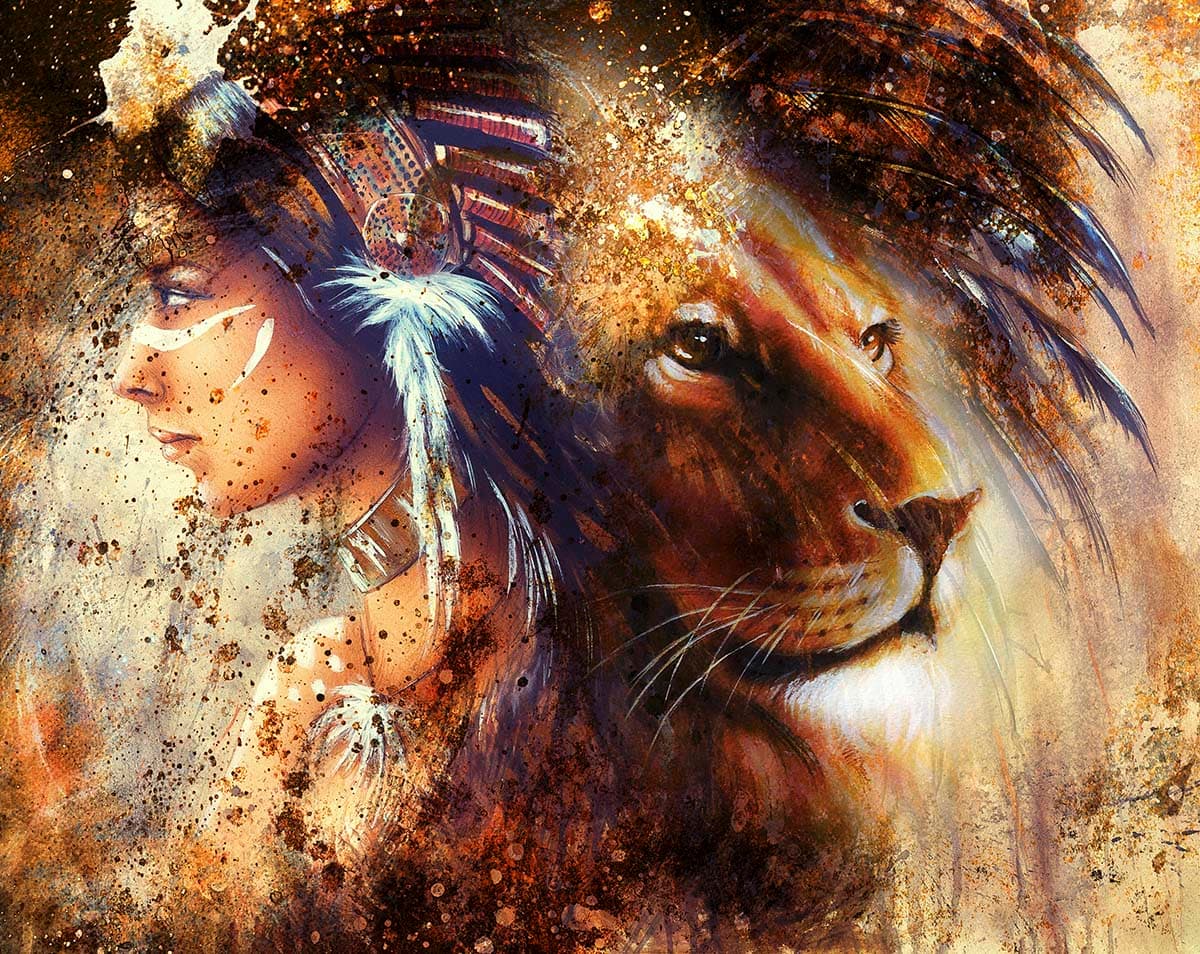 Lion Painting Wallpaper for Wall pattern detail