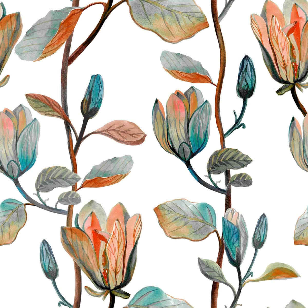 A Beautiful Floral Painting Wallpaper Mural pattern detail