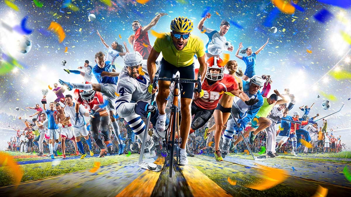 Sporty Athletes Wallpaper Mural pattern detail