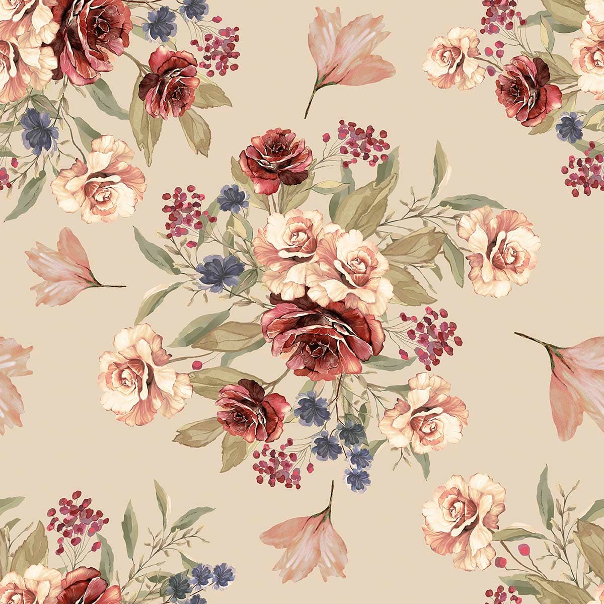 Classic Floral Wallpaper Mural pattern detail