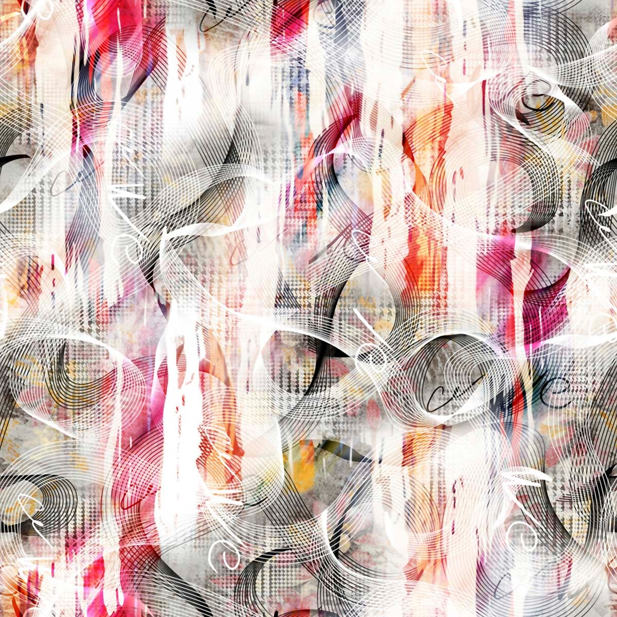 A colorful pattern with lines and swirls pattern detail