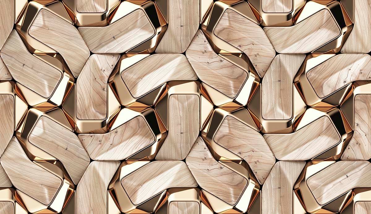 Luxury Wood Gold Abstract 3D Pattern Style Wallpaper pattern detail