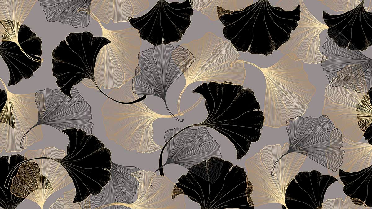 Luxurious Black and Bold Leaves Wallpaper pattern detail