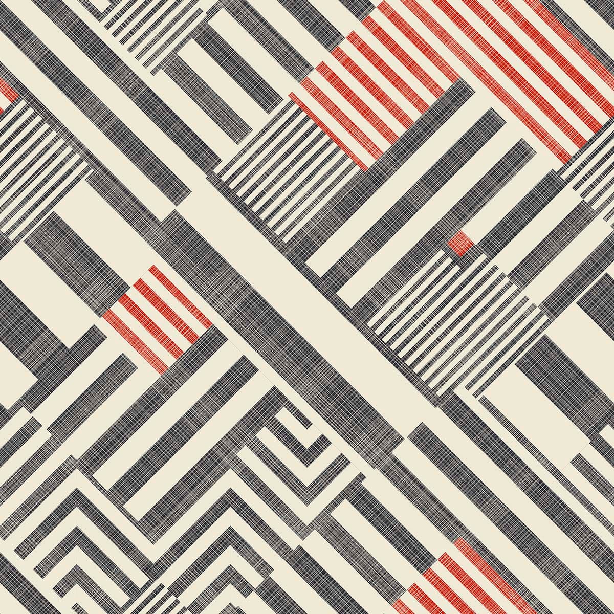 A Pattern of Black and Red Squares Bold Geometric Wallpaper pattern detail