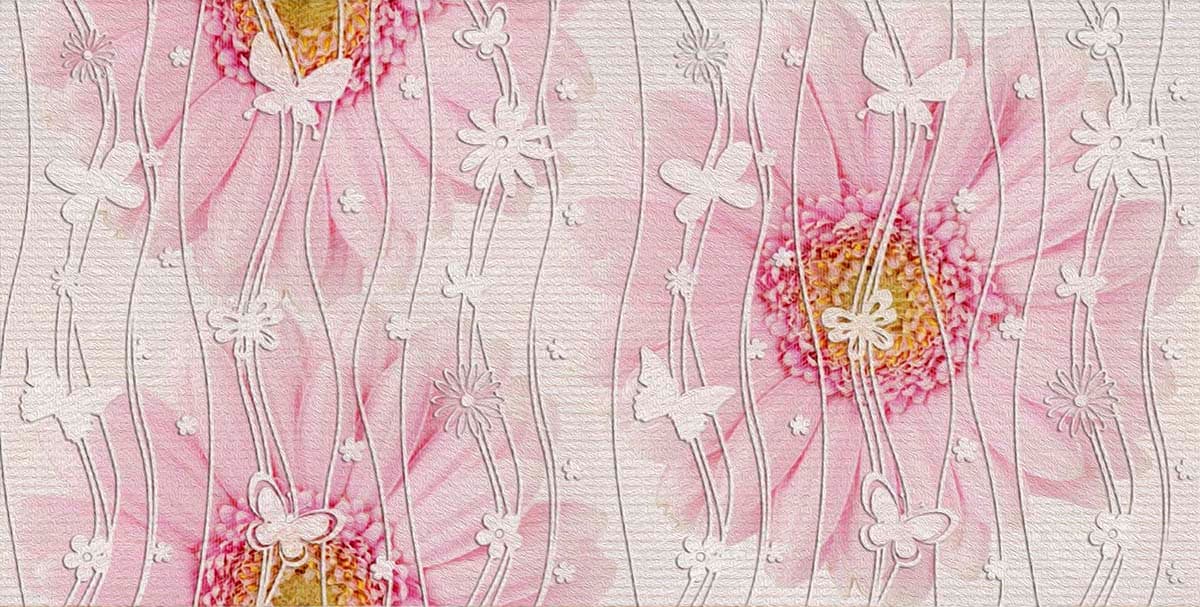 Aesthetic Pink Floral and Butterfly Design Wallpaper pattern detail