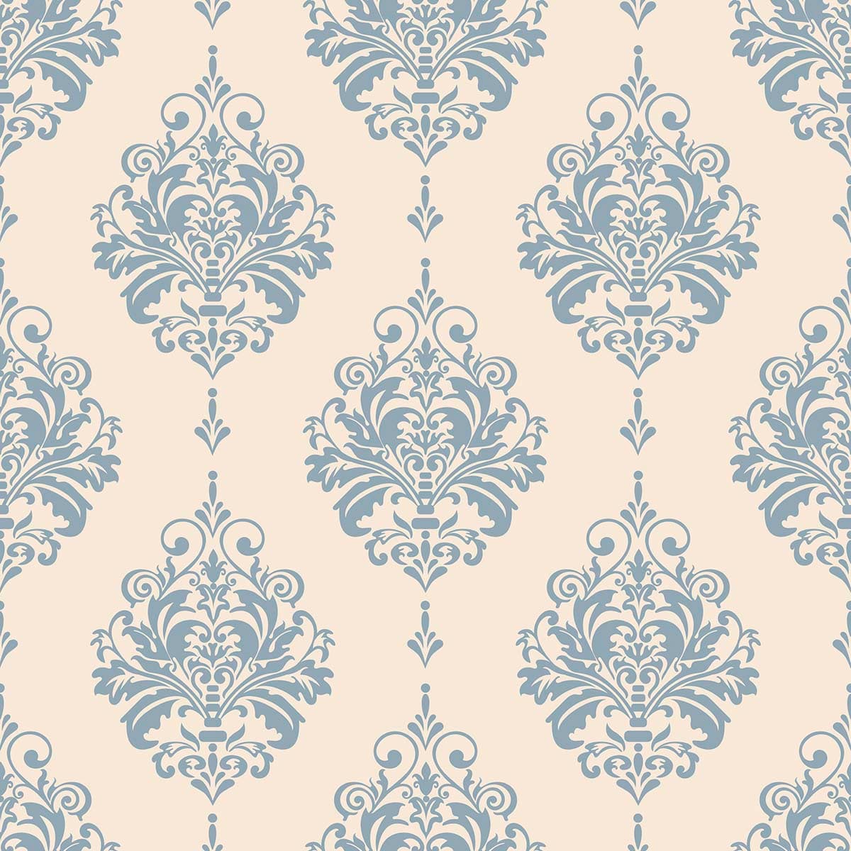 Blue and White Damask Wallpaper for Drawing Room pattern detail