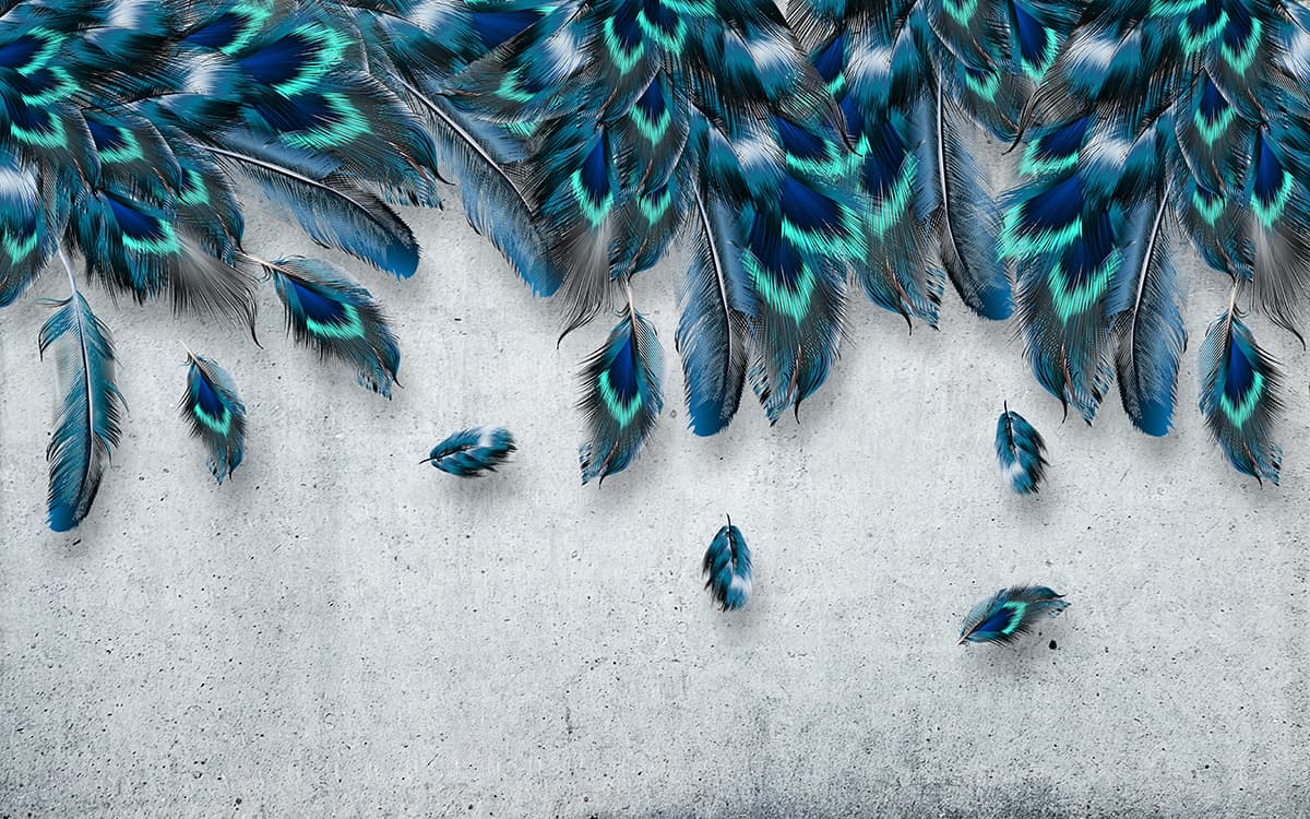 Elegant Blue Feather Pattern Aesthetic Wallpaper pattern detail