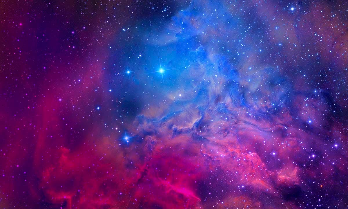 Ceiling Wallpaper With Bursting Nebula in Space pattern detail