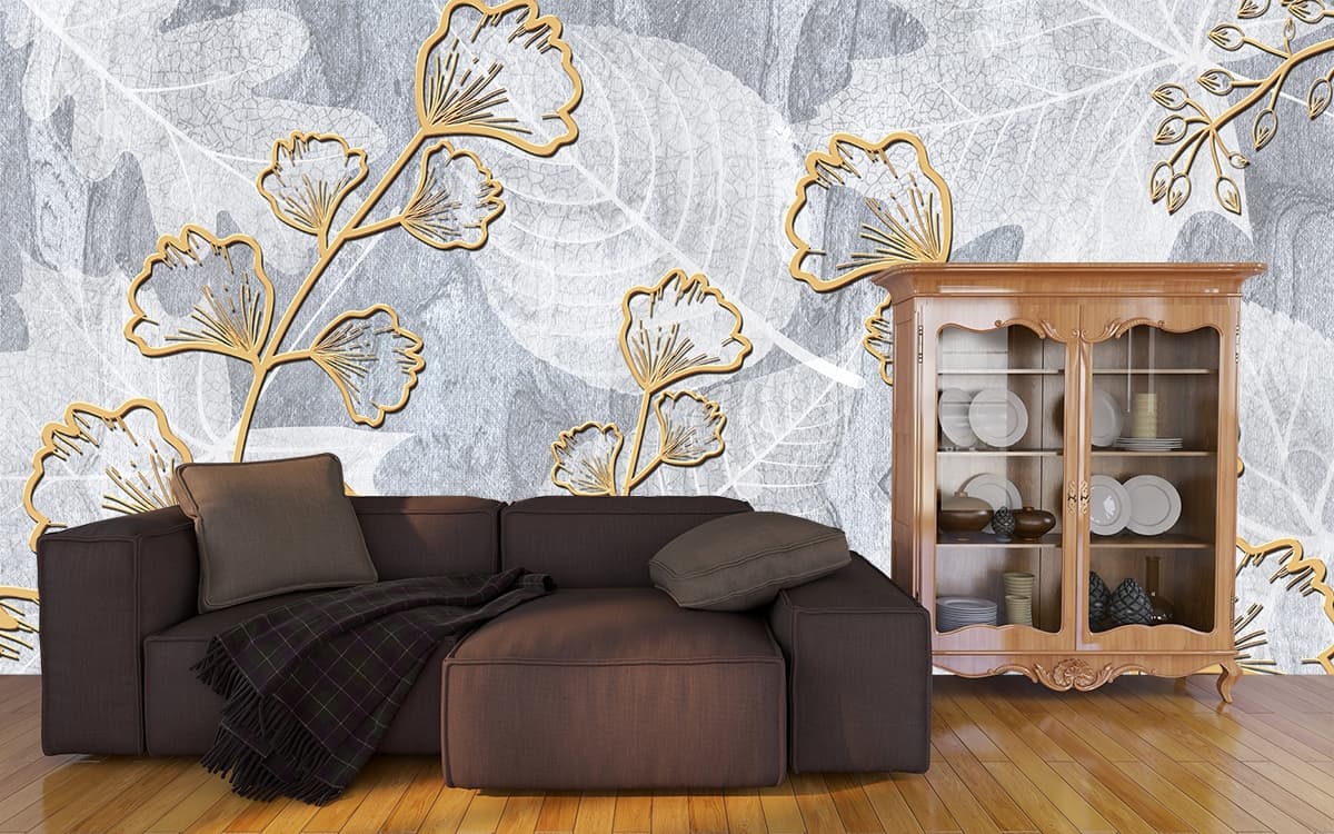 Detailed Artistic Surface Texture Designer Wallpaper shown in a room