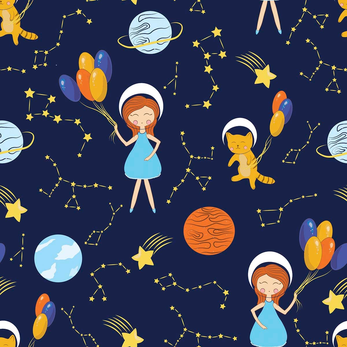 Little Space Princess Wallpaper pattern detail