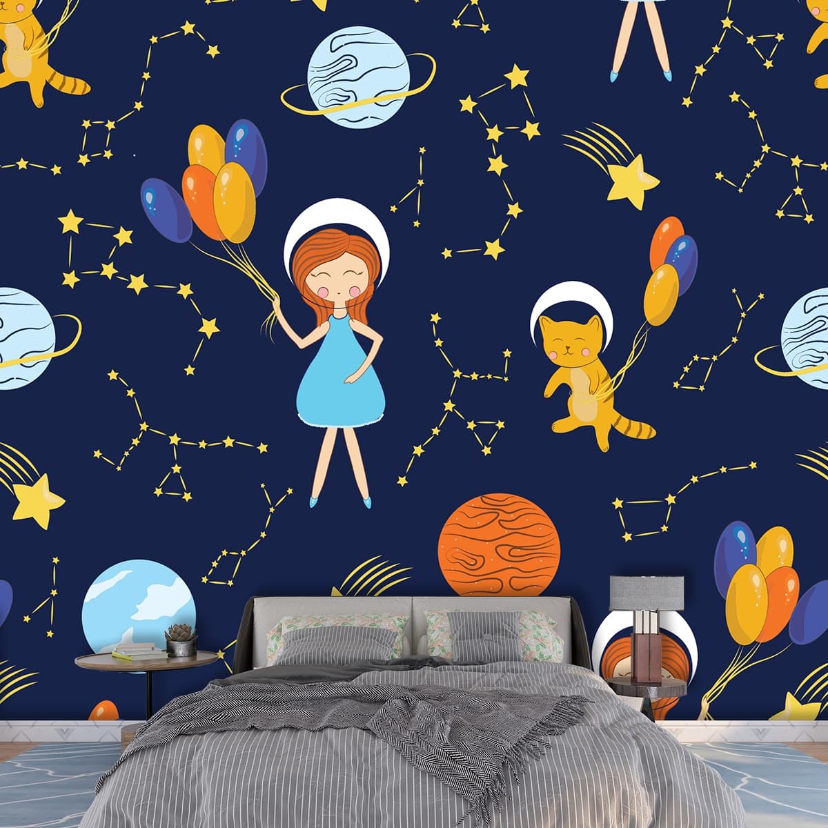 Little Space Princess Wallpaper shown in a room
