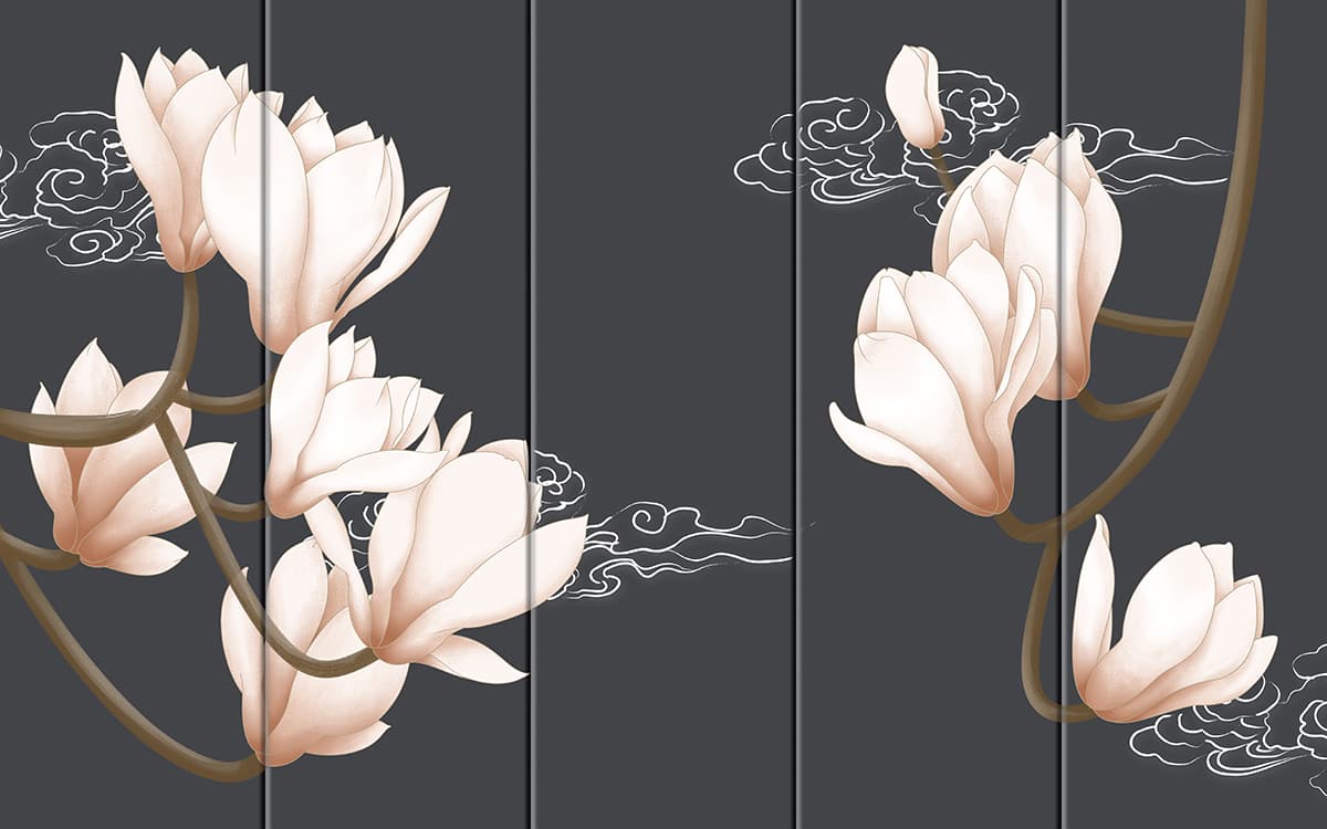 A Seamless Wallpaper Pattern of Beautiful Lillies pattern detail