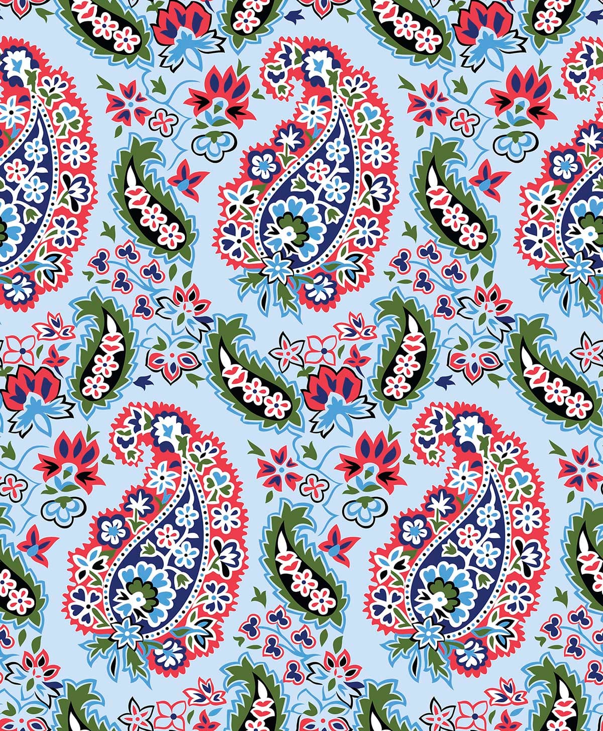 Vintage Paisley Floral Pattern Blue Design wallpaper pattern detail
