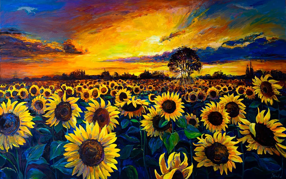 Sunflowers Canvas Living Room Wall Painting Wallpaper pattern detail