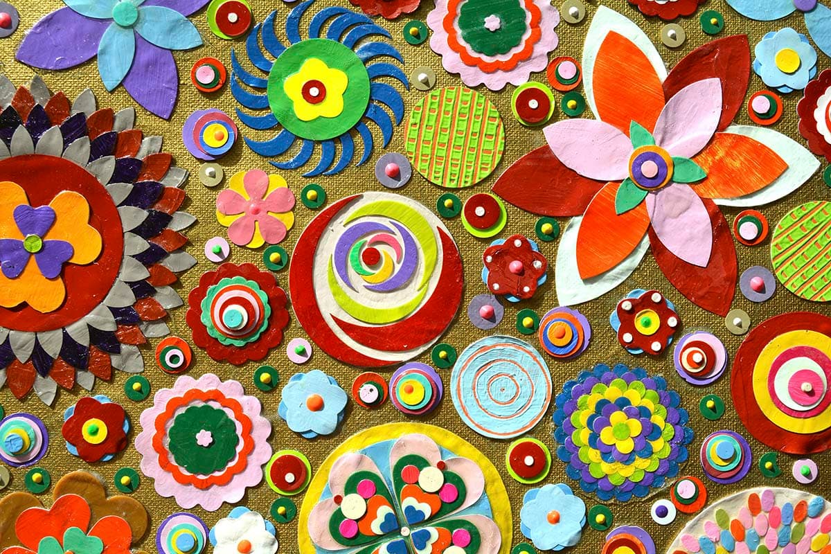 Artistic Garden Mosaic Wallpaper pattern detail