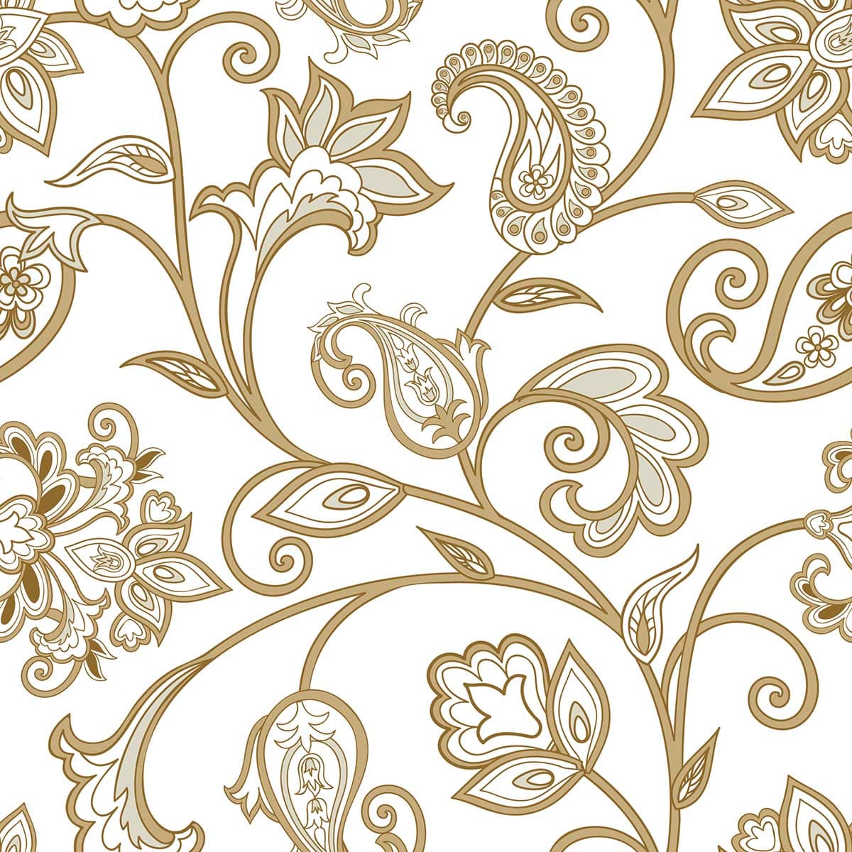 An Oriental Paisley Floral Pattern Wallpaper pattern detail