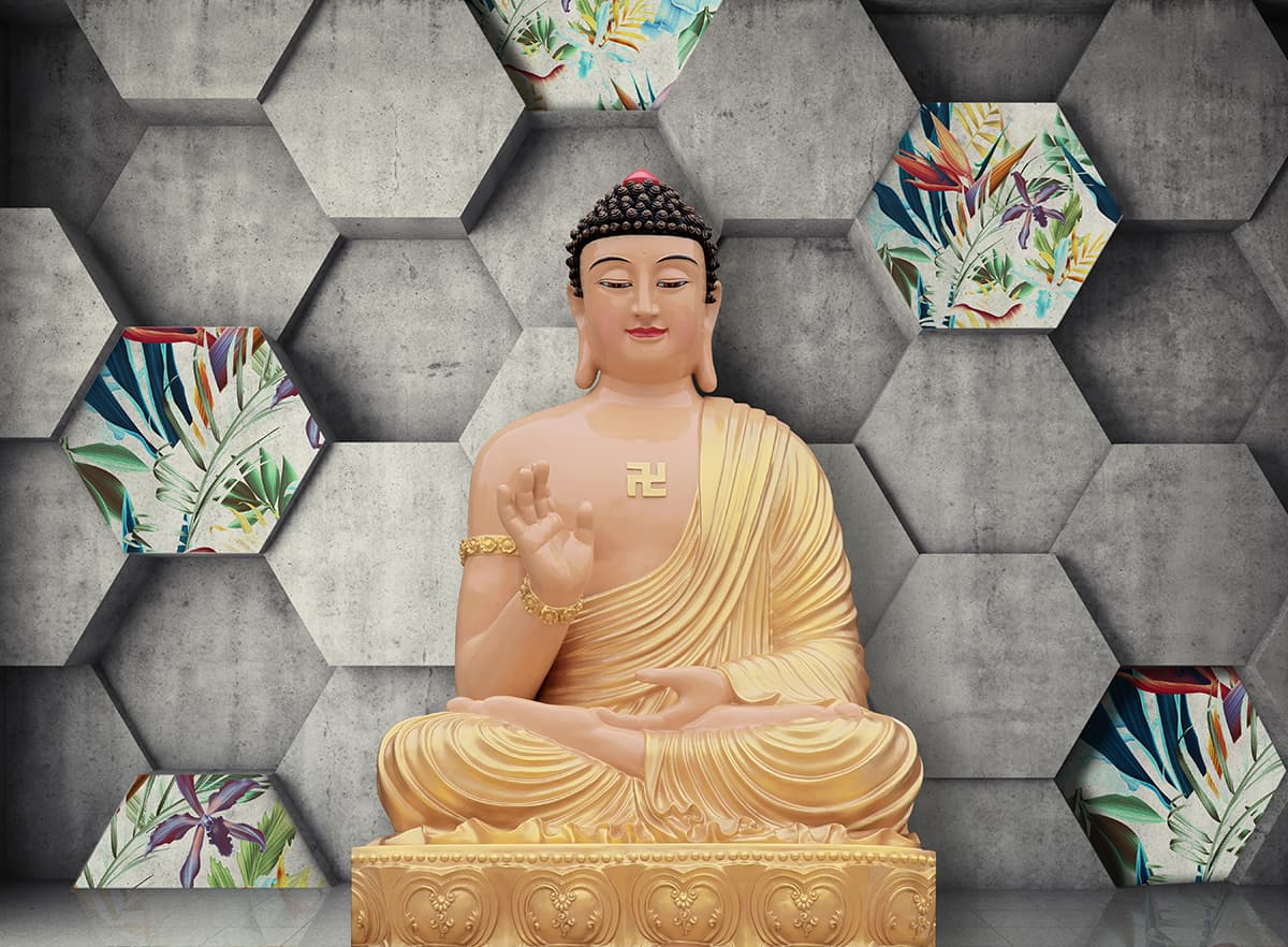 Luxury Buddha Statue Peaceful Zen Style Wallpaper pattern detail
