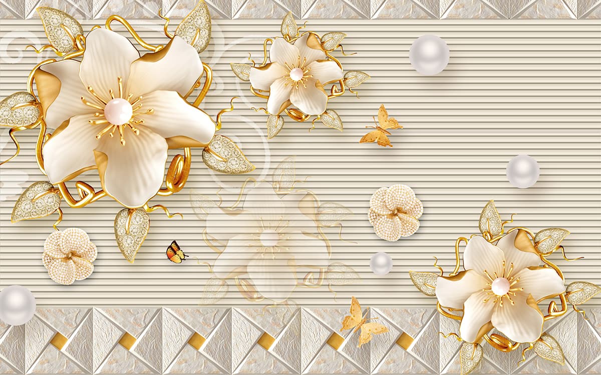 Aesthetic Floral and Butterfly Design Wallpaper pattern detail