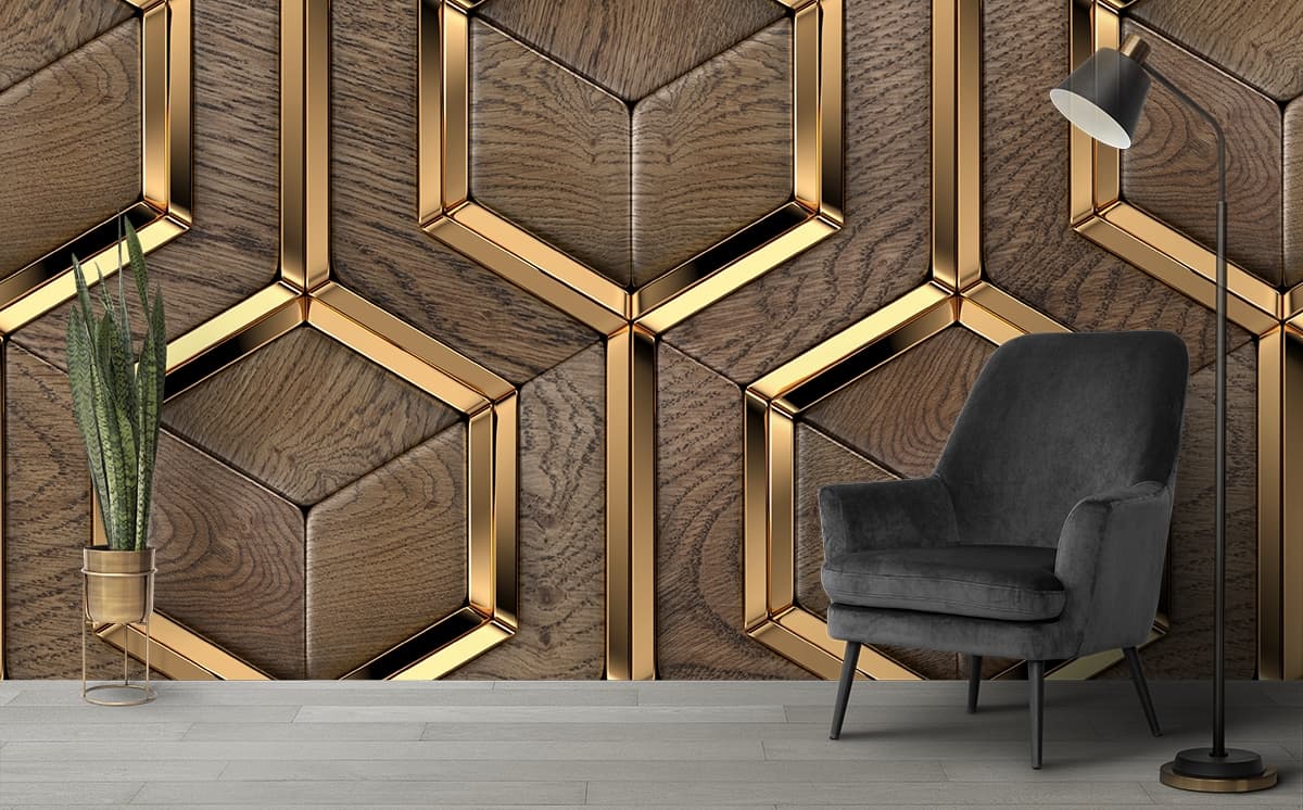 A 3D Modern Abstract Wallpaper Mural shown in a room