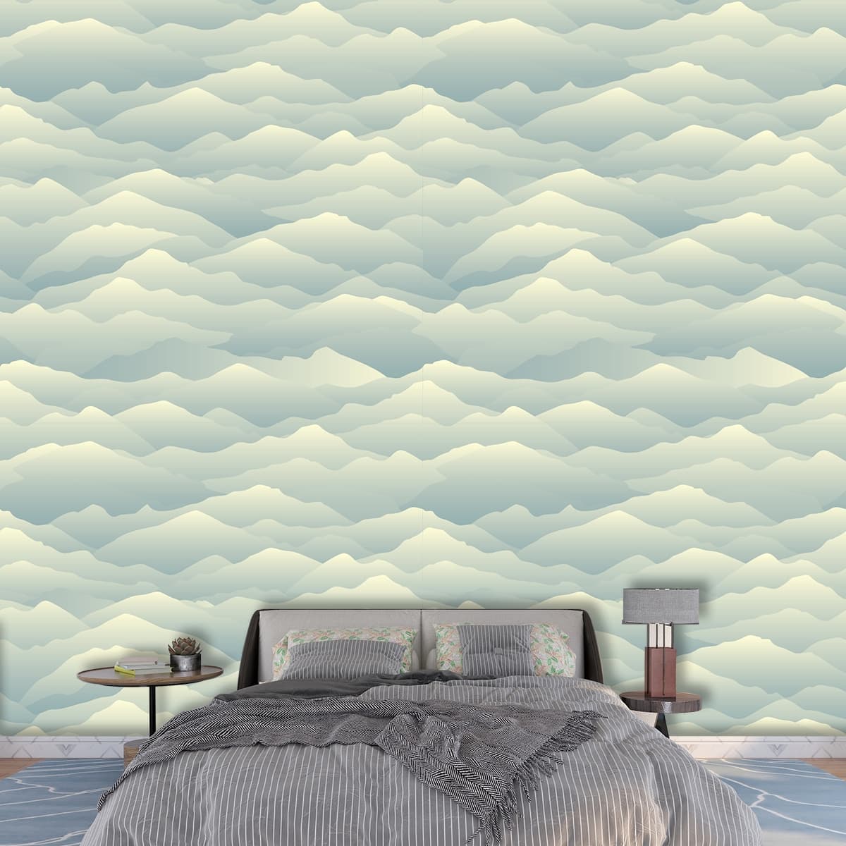 Waadi, Mountain Skyline Wallpaper for Wall shown in a room