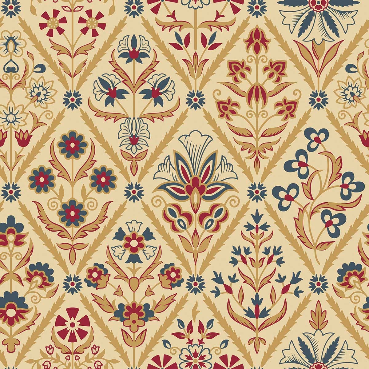 Floral Pattern with Flowers and Leaves Design wallpaper pattern detail