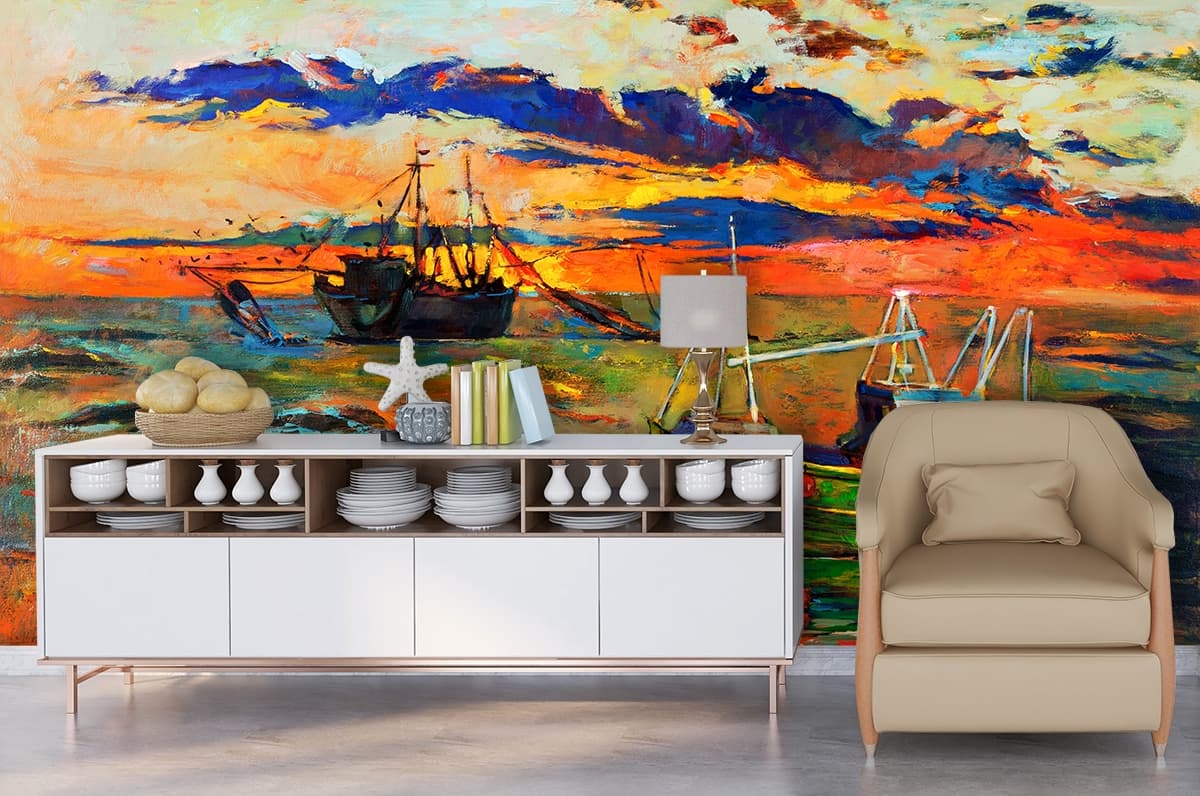 Beach Prestige Palette Living Room Wall Painting Wallpaper shown in a room