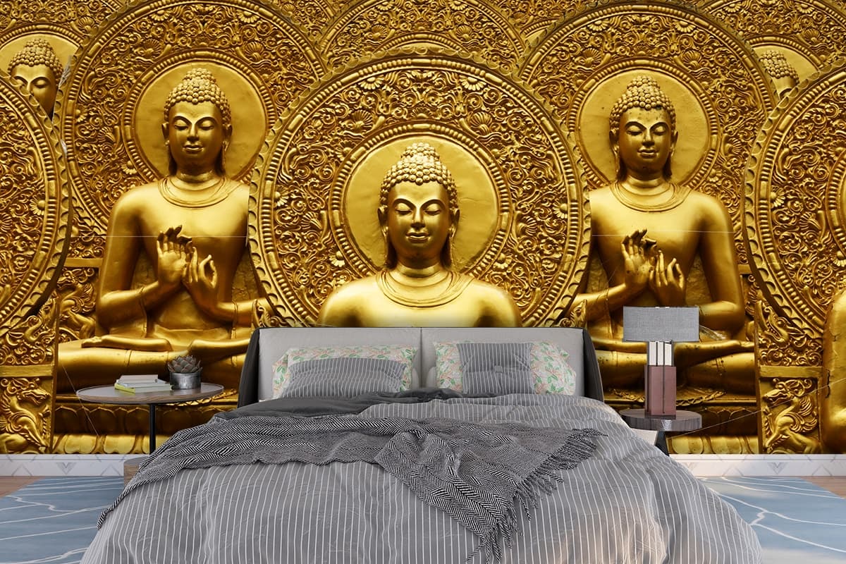 Gautam Buddha Mural Painting, Gautam Buddha Wallpaper shown in a room