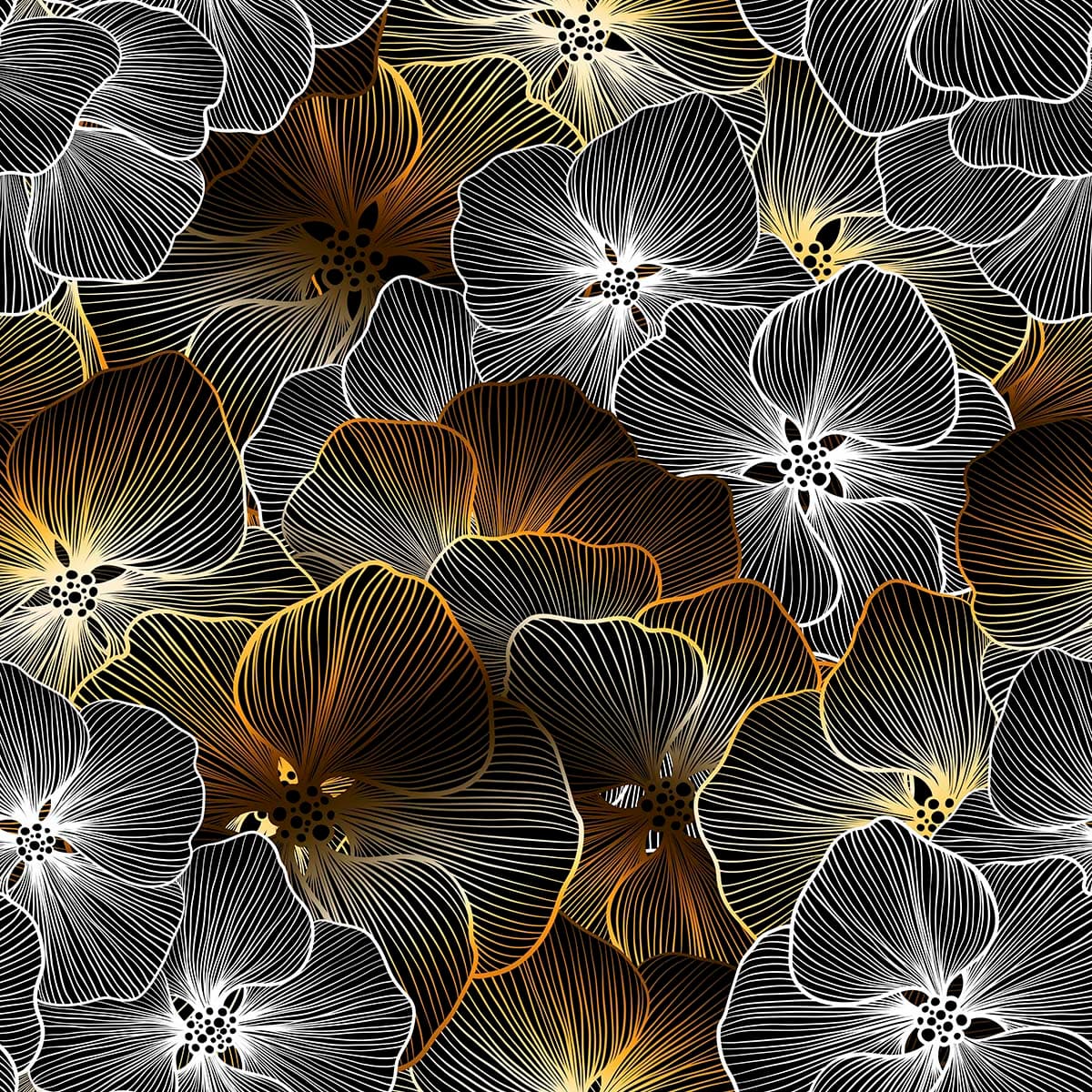 A group of flowers with lines pattern detail