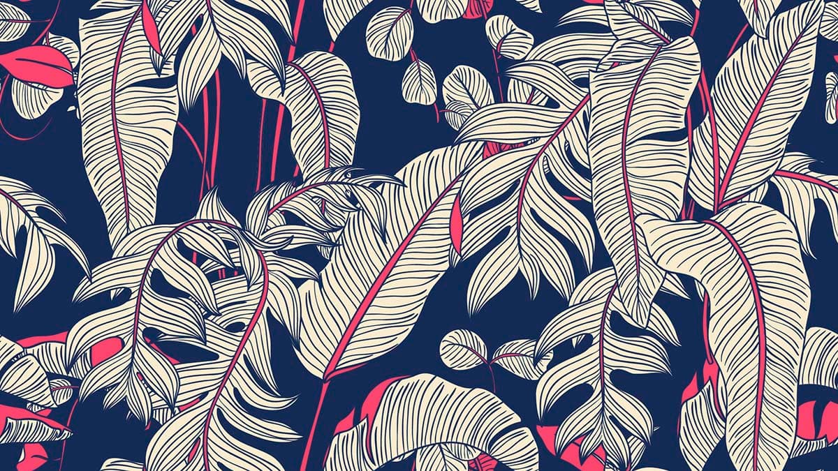 Blue Background Leaf Pattern Stylish Wallpaper pattern detail
