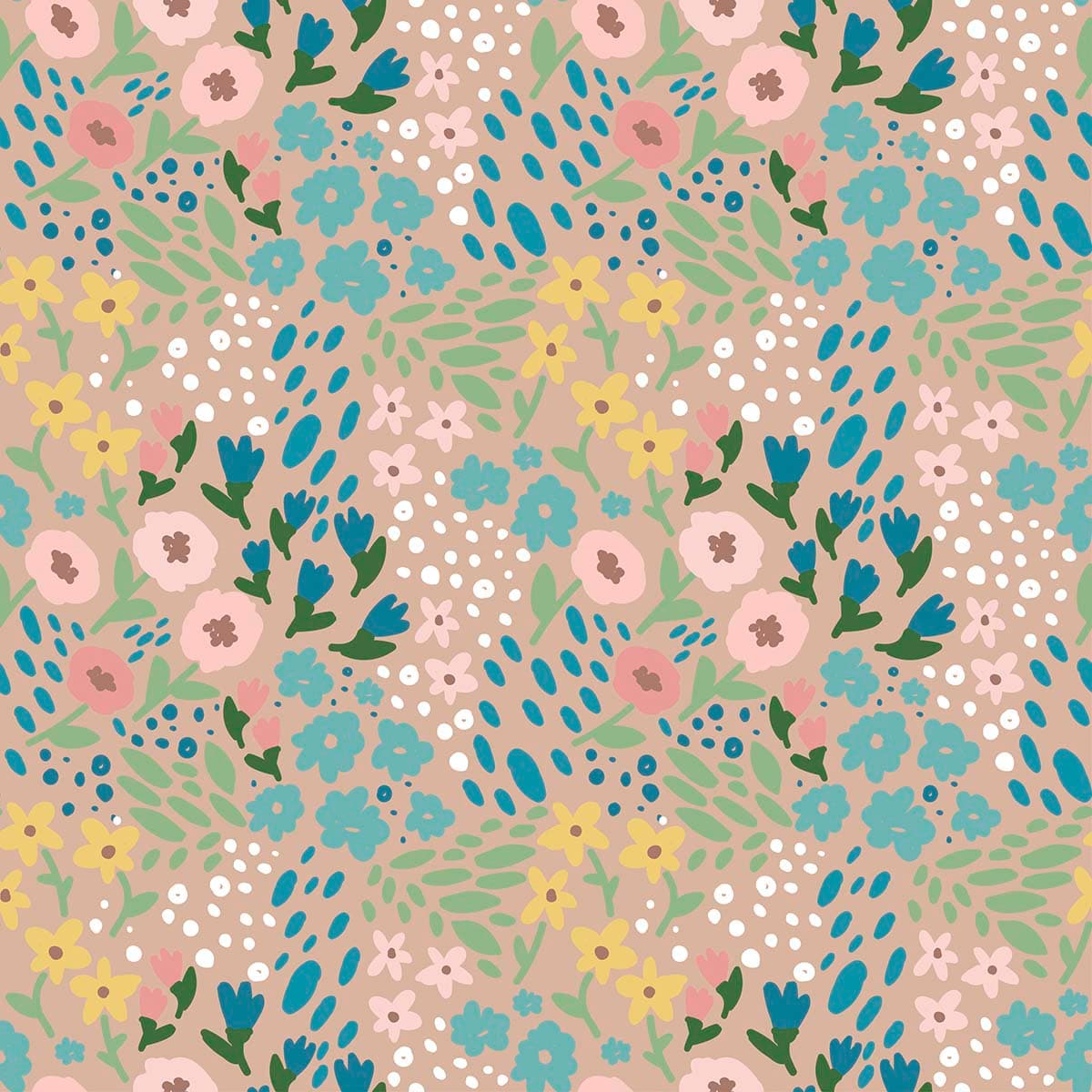 A Wildflower Whimsy Waltz Painting Wallpaper pattern detail