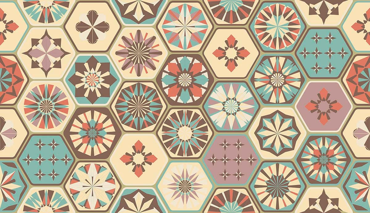 Multi Design Hexagon Pattern Geometric Wall Mural Wallpaper pattern detail