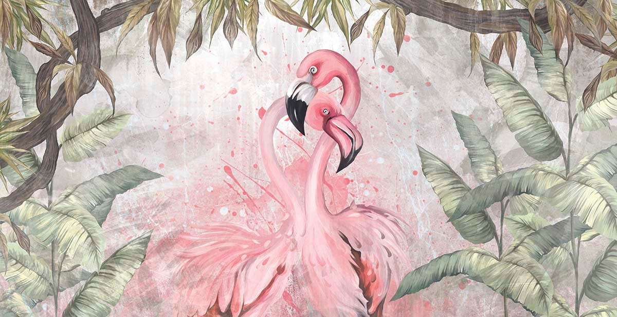 Pink Flamingo Wallpaper for Bedroom pattern detail