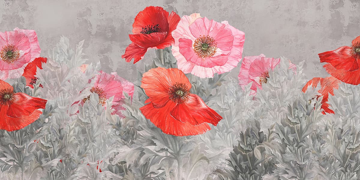 Red and Pink Floral Blossom Elegant Flower Wallpaper pattern detail