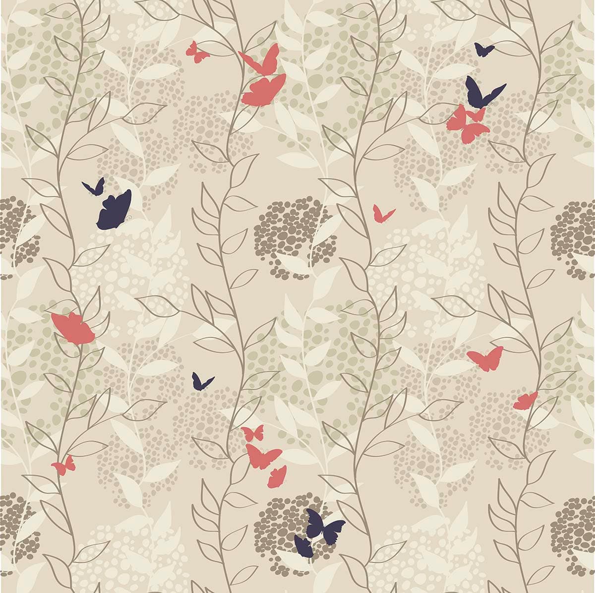 Soft Vintage Floral Vine Wallpaper pattern detail