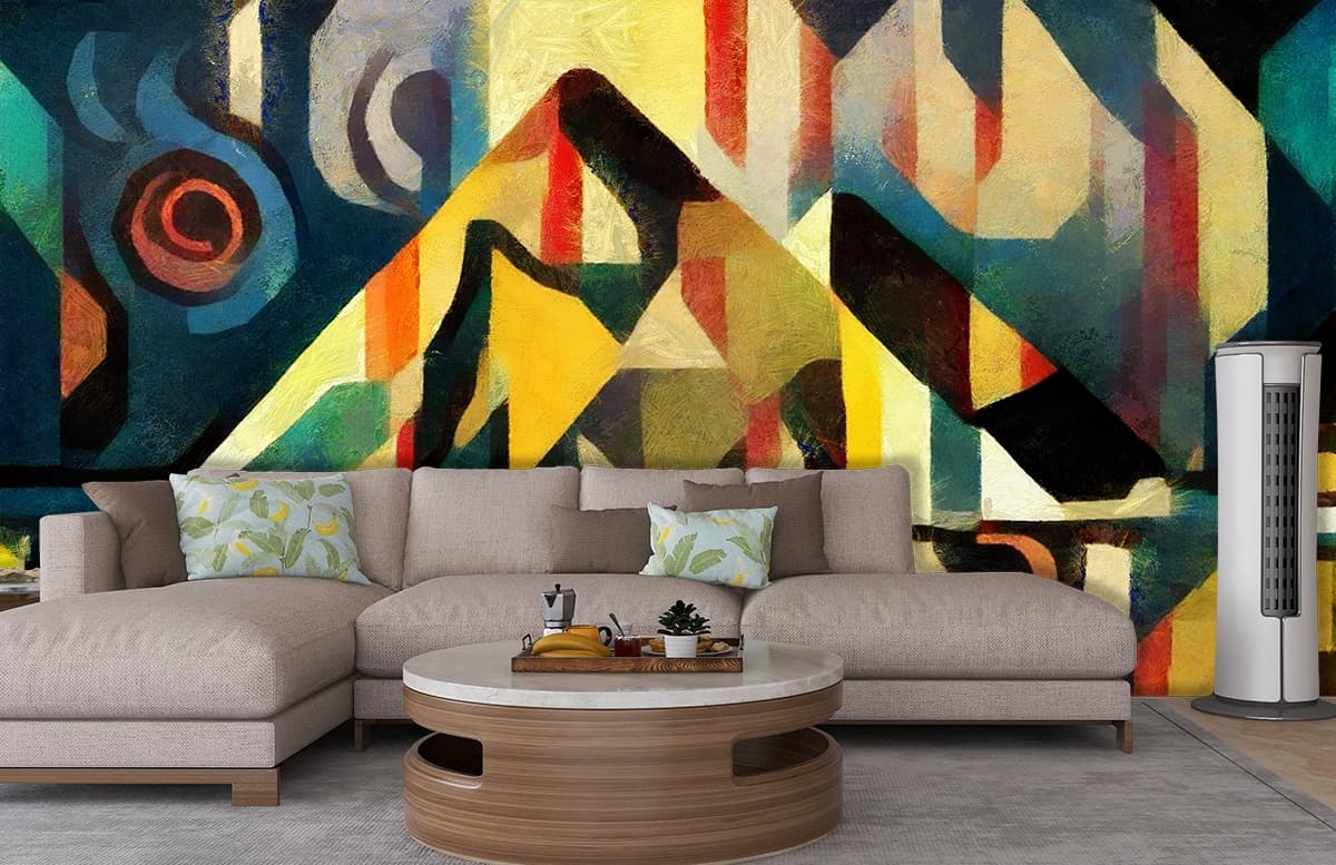 Luxury Desert Pyramid Landscape Wall Mural Wallpaper shown in a room